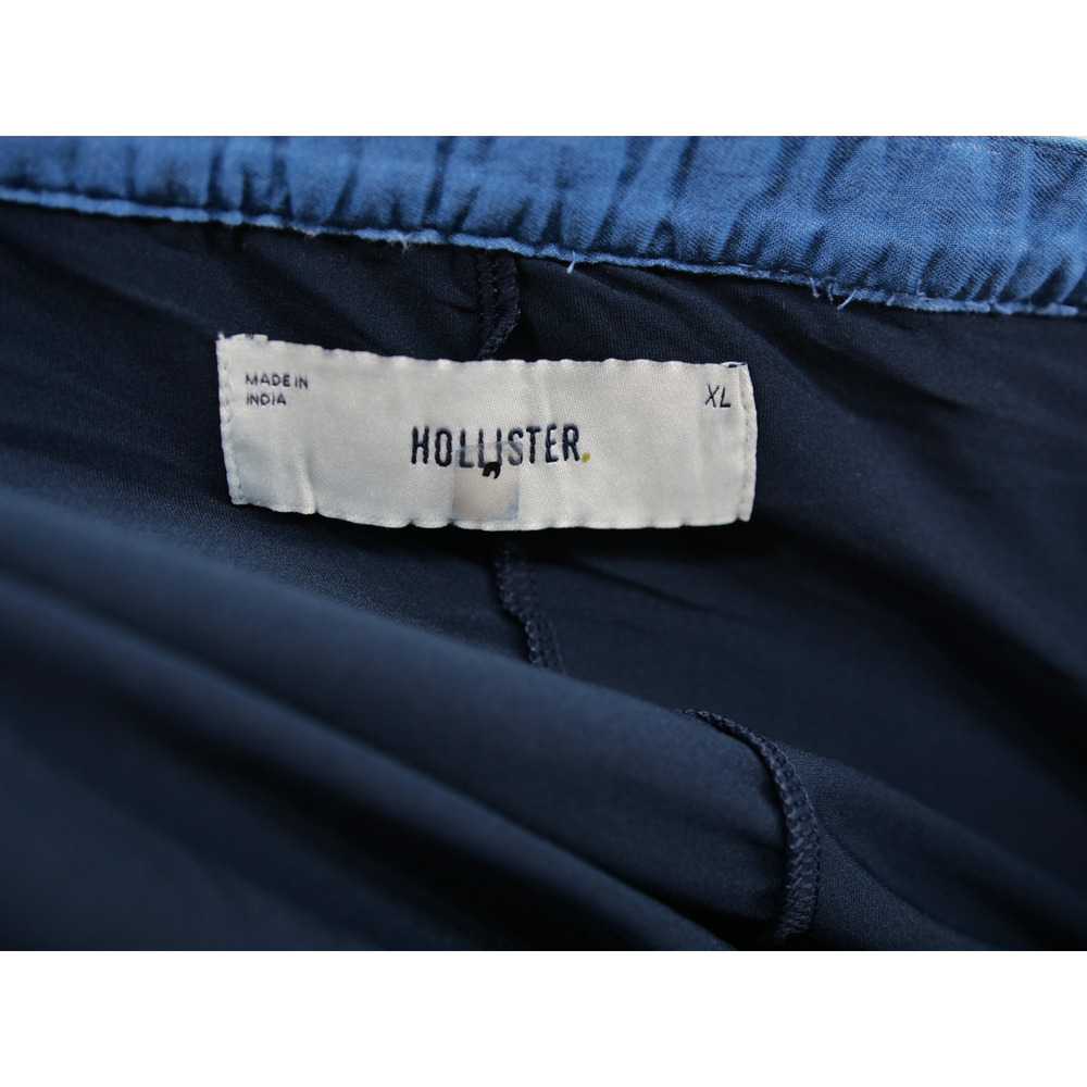 Hollister Women's XL Blue Bubble Hem Chambray Skirt Gathered Elastic Waist Mini - Picture 8 of 8